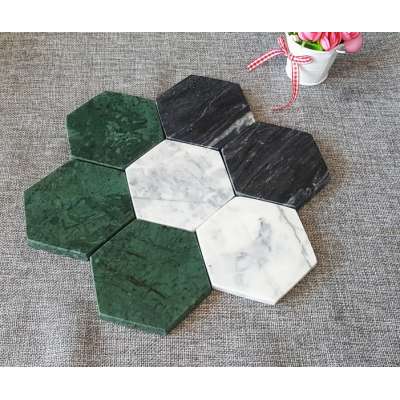 Hexagonal india marble coaster tea cup stone coasters and placemats elegant stone photo coasters