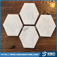 White Marble stone coaster natural marble hexagonal tea cup coaster