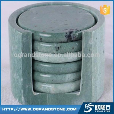 Round Cup stone coaster Green Marble Coasters Set Wholesale